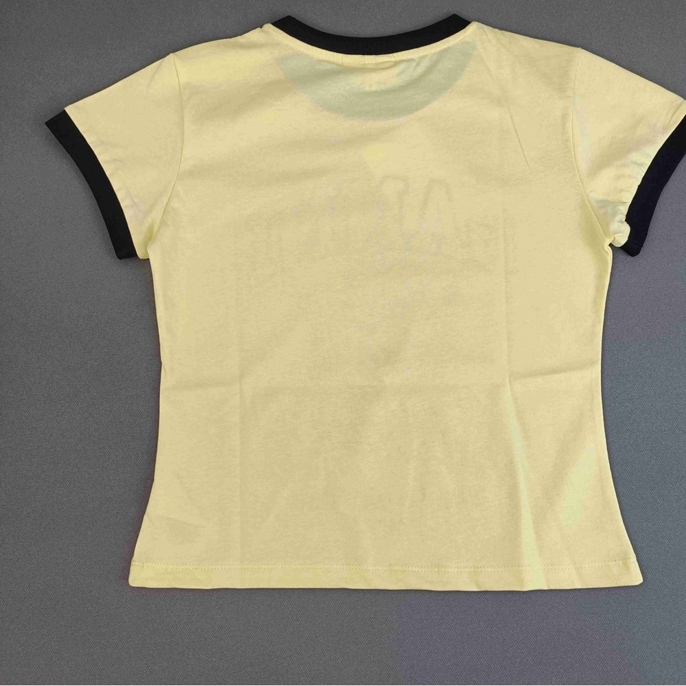 Ganni Yellow Tee with Black Trim and Leopard Graphic - Have a Nice Day - Picture 4 of 5